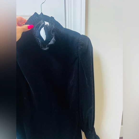 NWT Zara Black velvet Bishop Sleeve Mock Neck Cocktail Dress - Picture 8 of 8